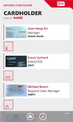 ABBYY Business Card Reader ������ �������� �� ��������� Windows Phone