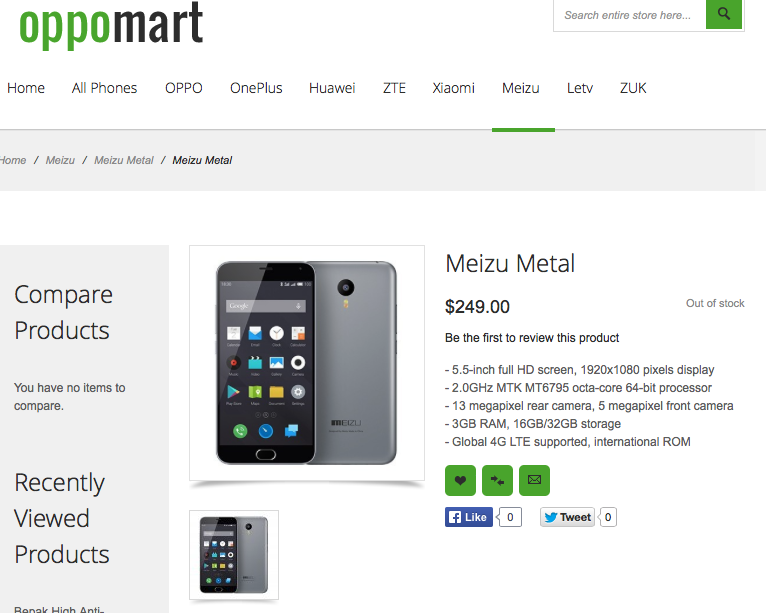 �������� Meizu Blue Charm Metal ������ � $249