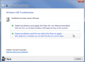 ������� USB Fix It ������� ��������� ������������� � ������ USB-���������