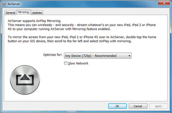 AirServer 0.9 � ������������ ������ iOS-��������� �� ������ ��