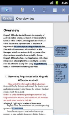 Kingsoft free Office 5.1 � ���������� ���� ��� Android