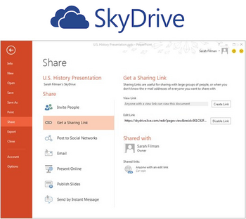������������� ��������� � SkyDrive ����� �����