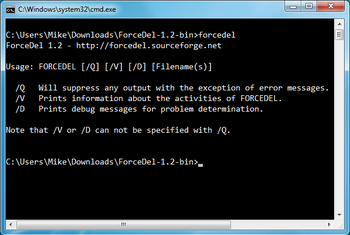 ForceDel 1.2 � ���������� �������� ��������������� ������ � �������� �����