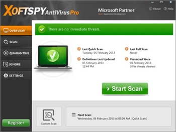 ����� ����� ������ ������������� ������� XoftSpy AntiVirus Pro 9