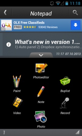 Notepad �� Colibri � ������������� ������� ��� Android-��������� 
