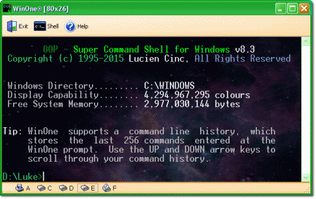 ������� WinOne Free Command Prompt for Windows