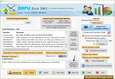   SMS Sender  Android Mobile