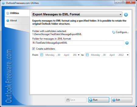 ������� Export Outlook Messages to EML Format